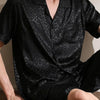 Men’s Summer Ice Silk Pajama Set – Short Sleeve & Thin Cardigan