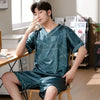 Men’s Ice Silk Short-Sleeve Pajama Set – Large Size