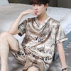 Men’s Ice Silk Short-Sleeve Pajama Set – Large Size