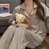 Women’s Gray Striped Long Sleeve Pajama Set