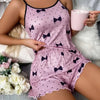 Women’s Heart Print Ice Silk Pajama Set