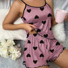 Women’s Heart Print Ice Silk Pajama Set