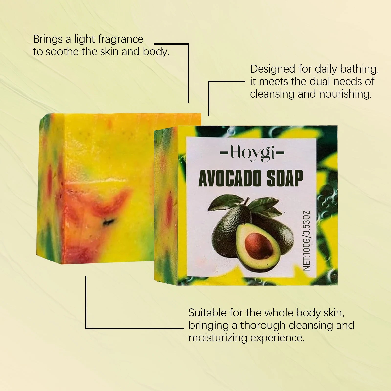 Hoygi Avocado Moisturizing Bath Soap – 100g