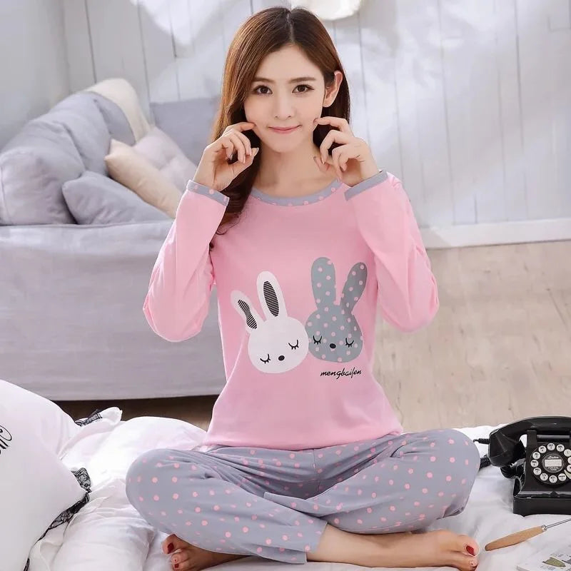Women’s Autumn Bear & Cat Pajama Set