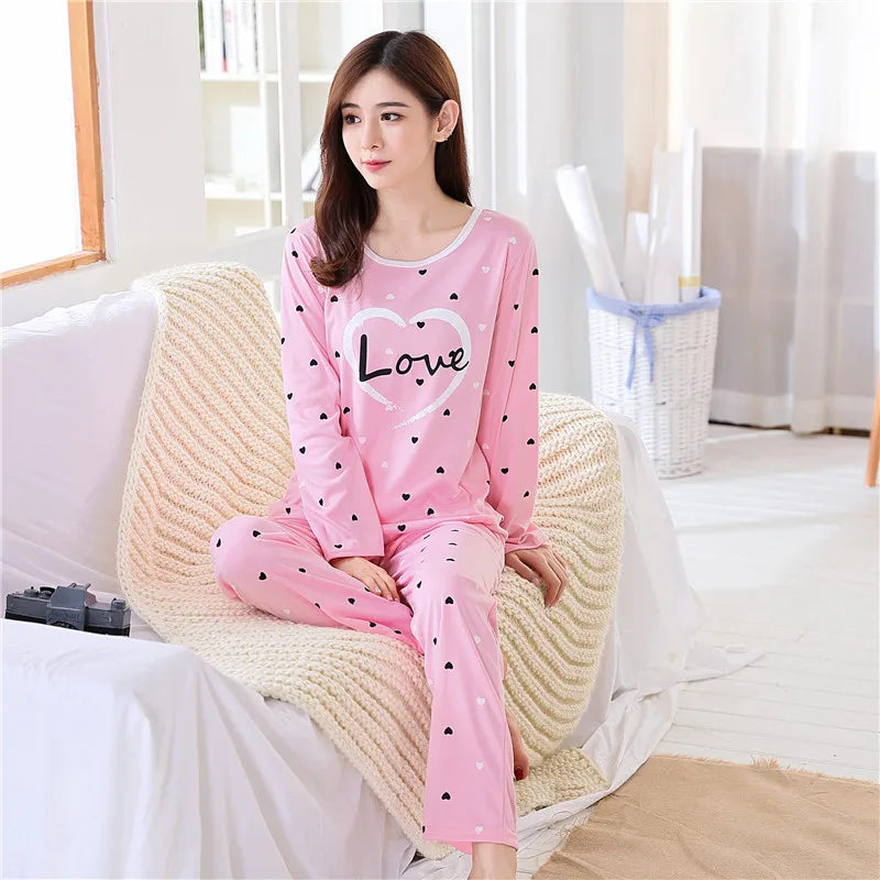 Women’s Autumn Bear & Cat Pajama Set