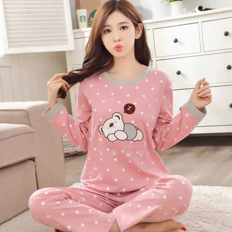Women’s Autumn Bear & Cat Pajama Set