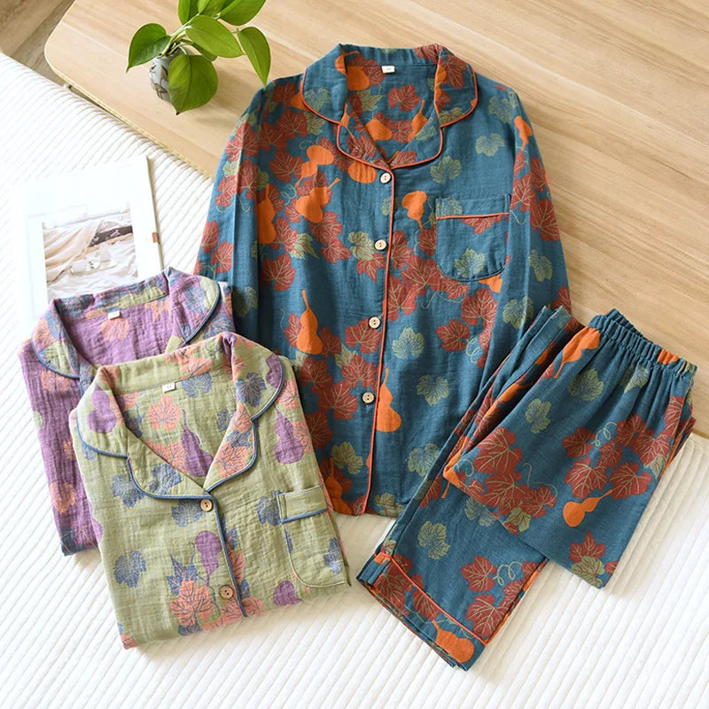 Women’s Japanese Cotton Pajama Set – Spring/Autumn