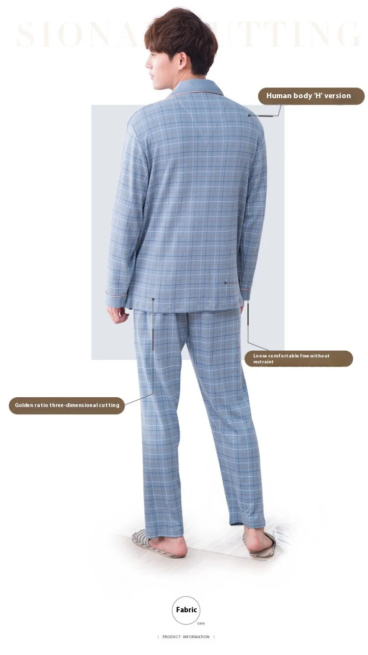 Men’s Cotton Plaid Pajama Set – Autumn/Winter