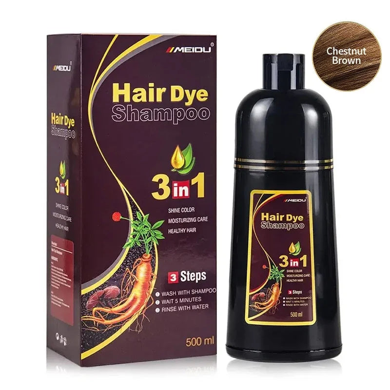3-in-1 Natural Black Herbal Hair Dye Shampoo