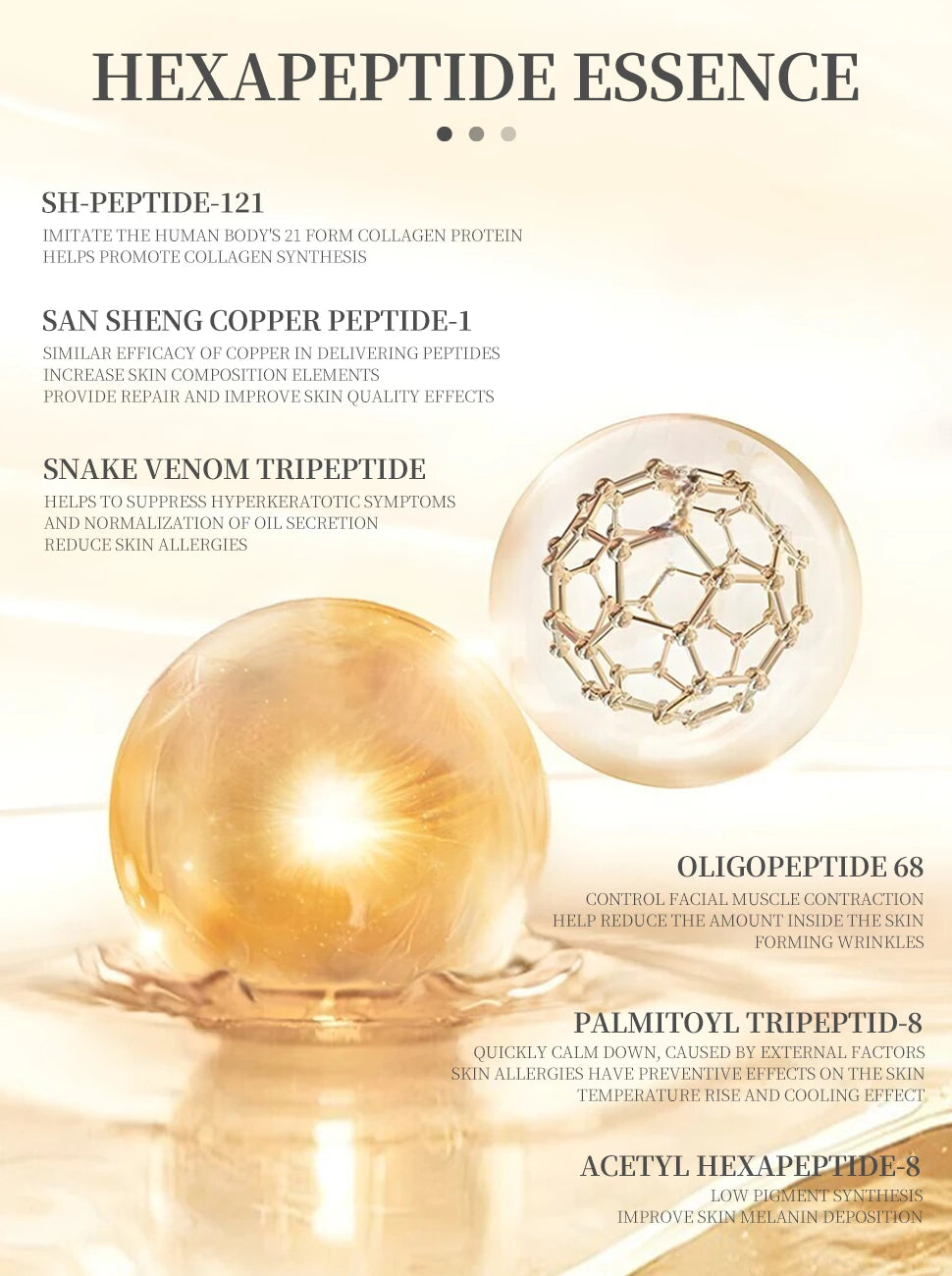 6 Peptide Essence Facial Refreshing Skin Care Set Contains Collagen to Improve Fine Lines, Brighten Skin, Moisturize and Nourish