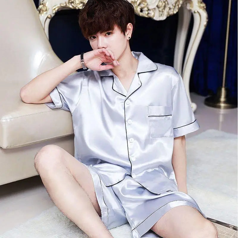 Men’s Summer Ice Silk Pajama Set