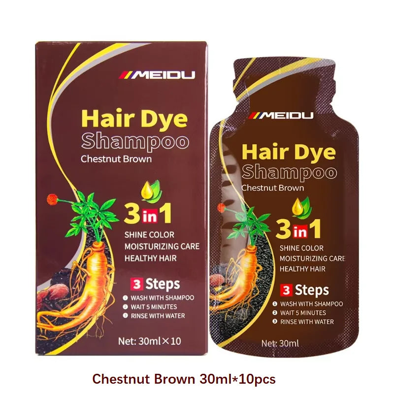 3-in-1 Natural Black Herbal Hair Dye Shampoo