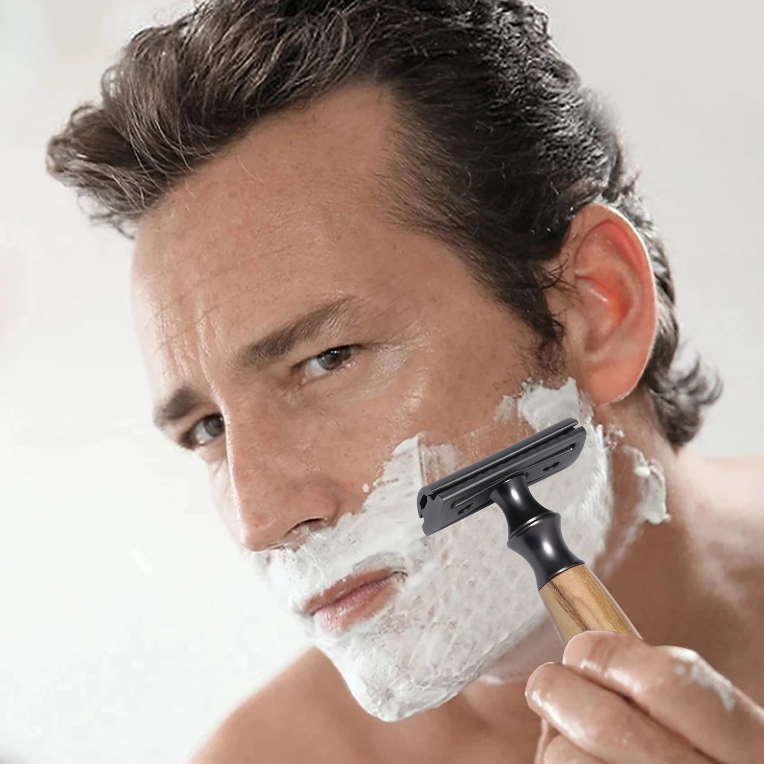 Olive Wood Safety Razor with 10 Blades