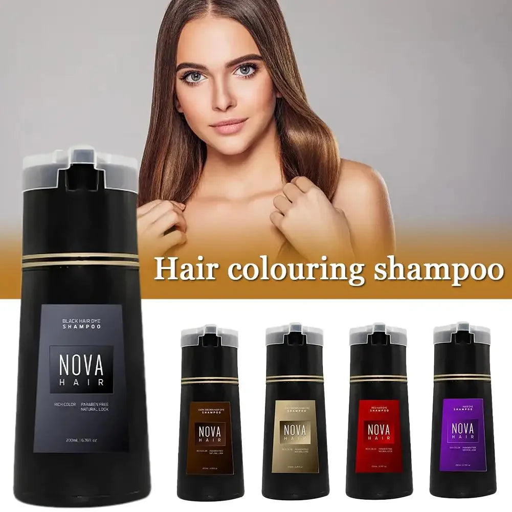 Nova 3-in-1 Natural Black Hair Dye Shampoo