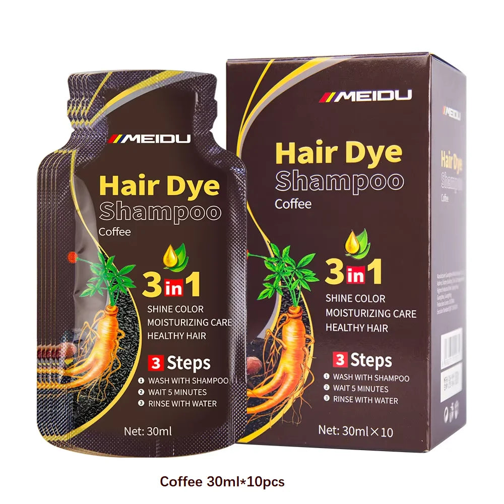 3-in-1 Natural Black Herbal Hair Dye Shampoo