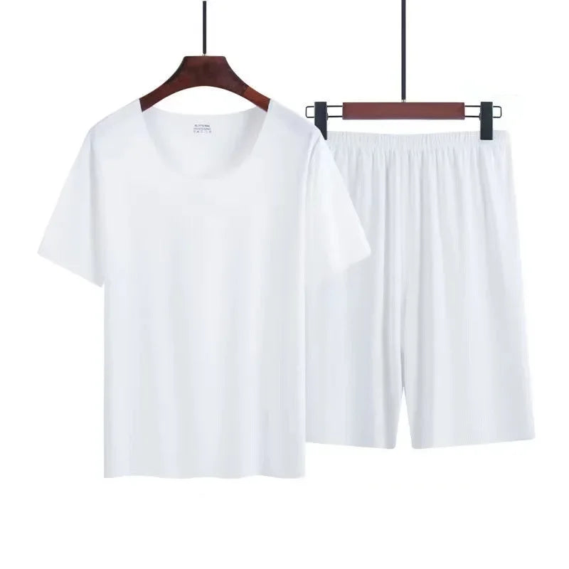 Men’s Two-Piece Ice Silk Summer Pajama Set