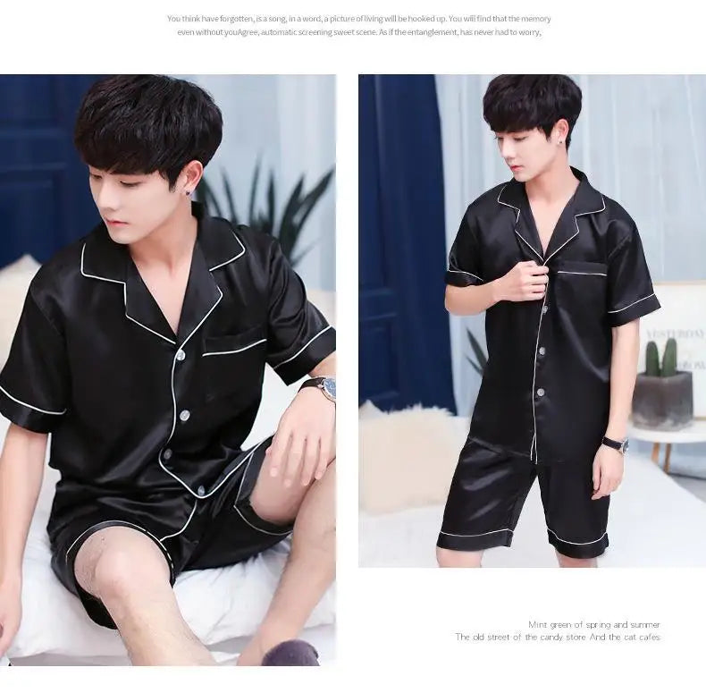 Men’s Summer Ice Silk Pajama Set