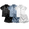 Women’s Ice Silk Short-Sleeve Pajama Set – 3 Pieces