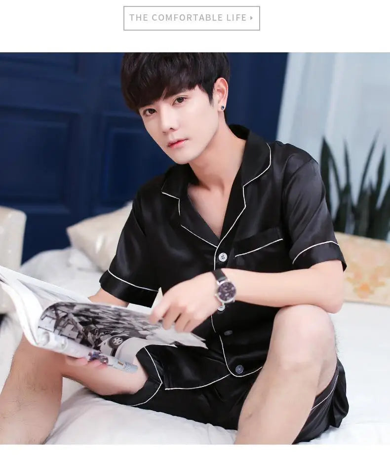 Men’s Summer Ice Silk Pajama Set