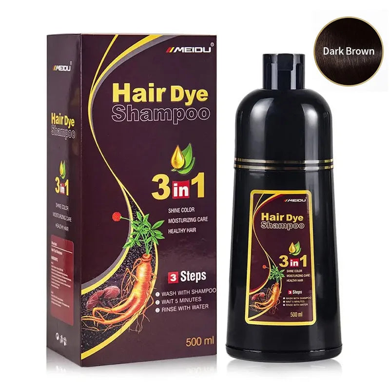3-in-1 Natural Black Herbal Hair Dye Shampoo