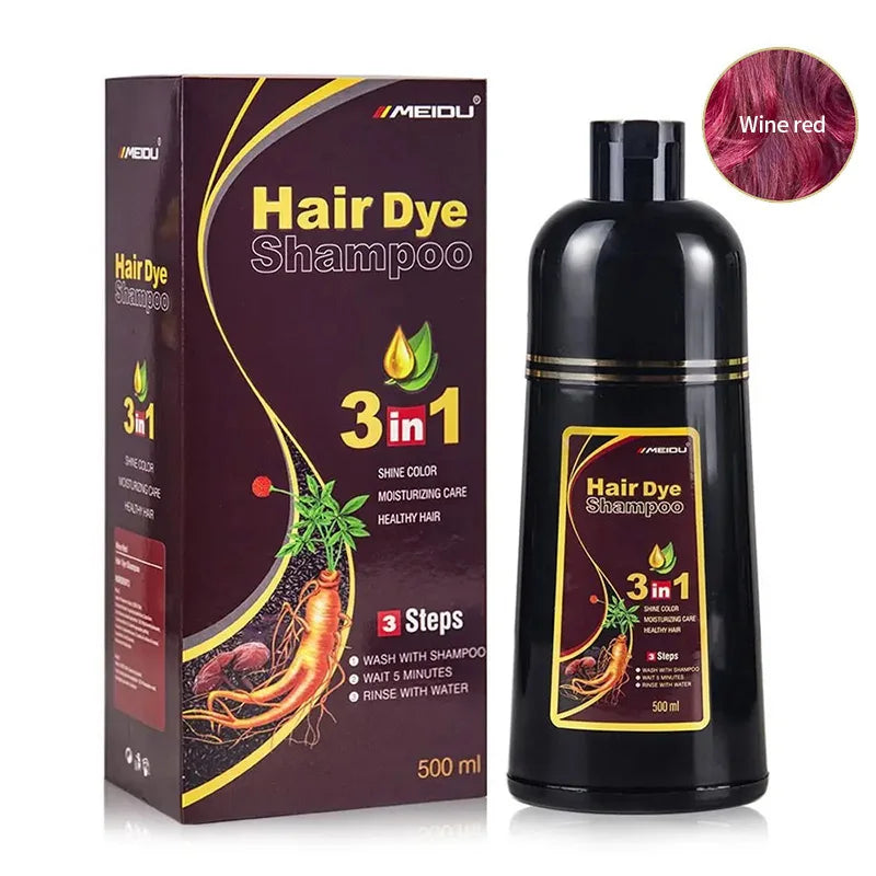 3-in-1 Natural Black Herbal Hair Dye Shampoo
