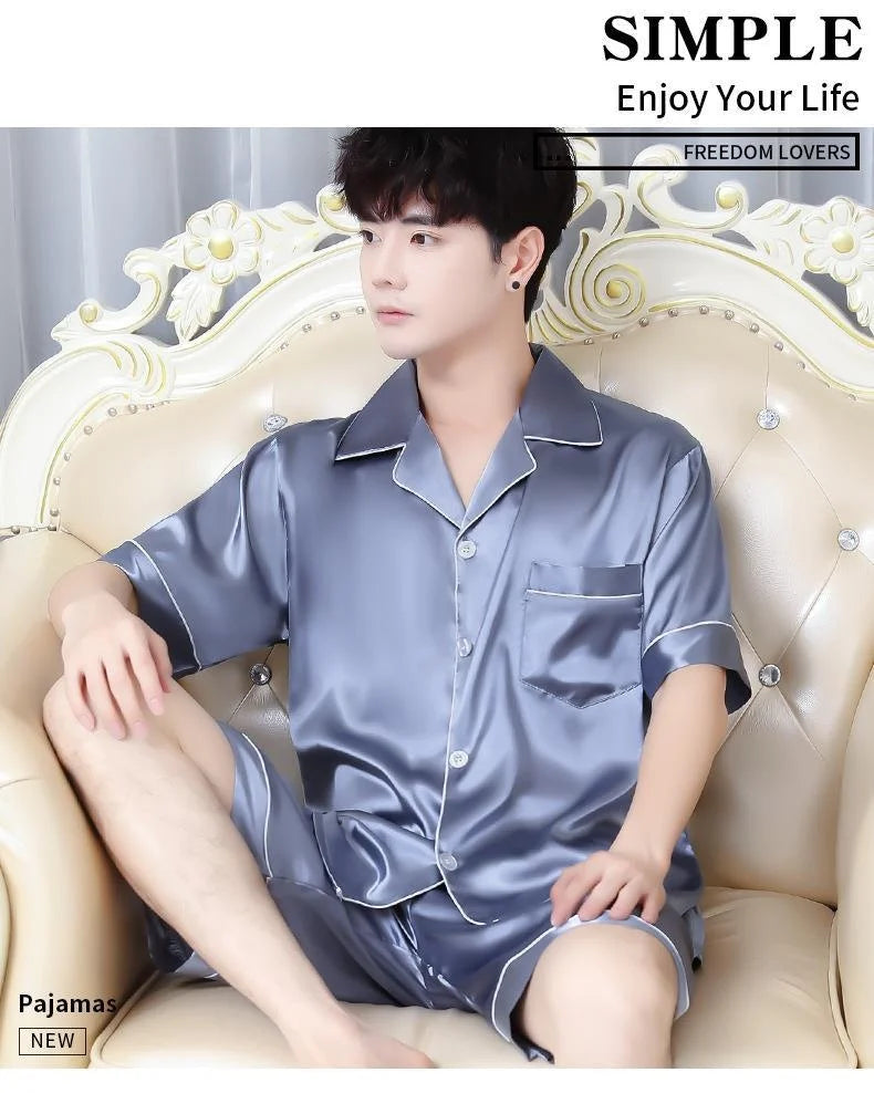 Men’s Summer Ice Silk Pajama Set
