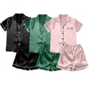Women’s Ice Silk Short-Sleeve Pajama Set – 3 Pieces