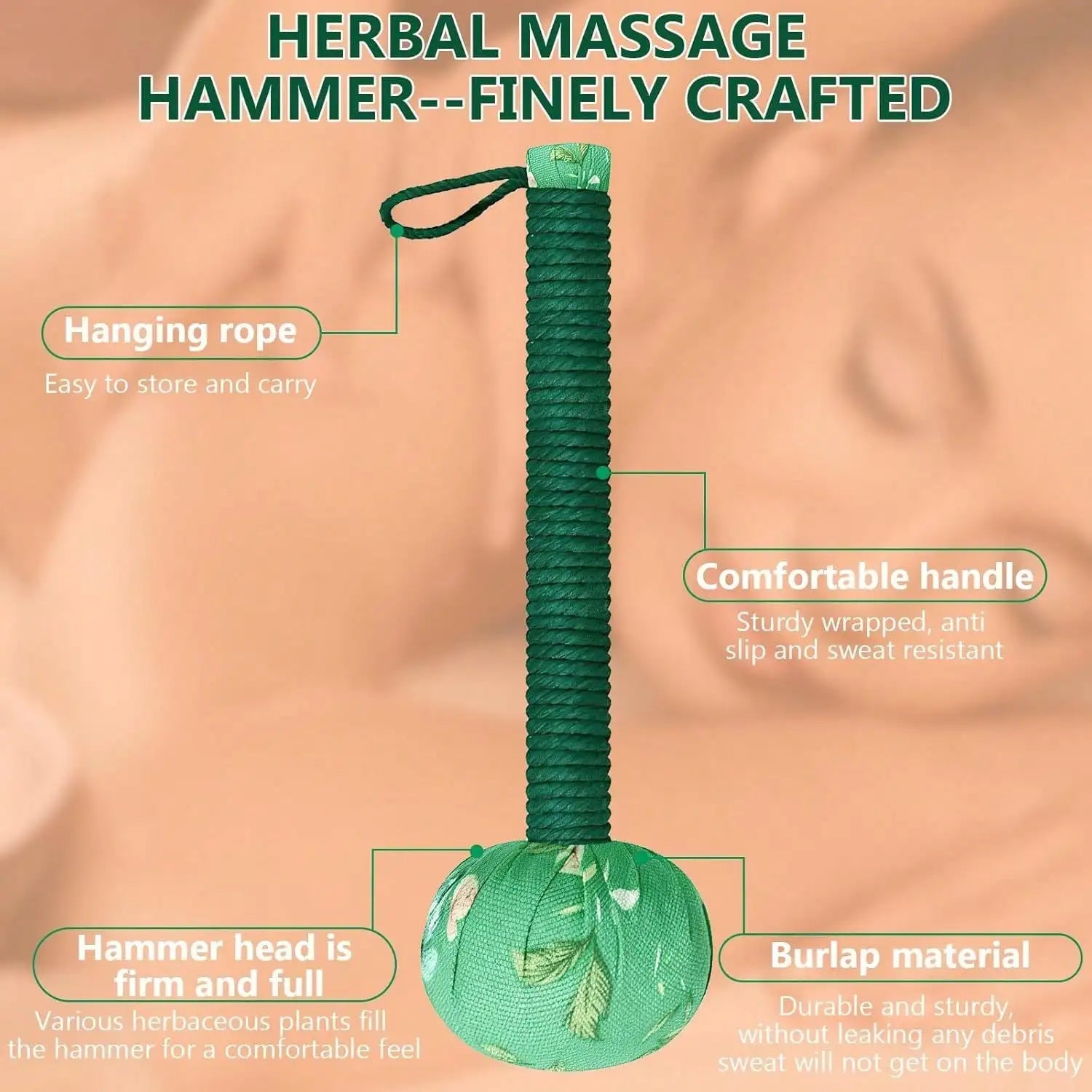 Wormwood Long-Handled Massage Hammer