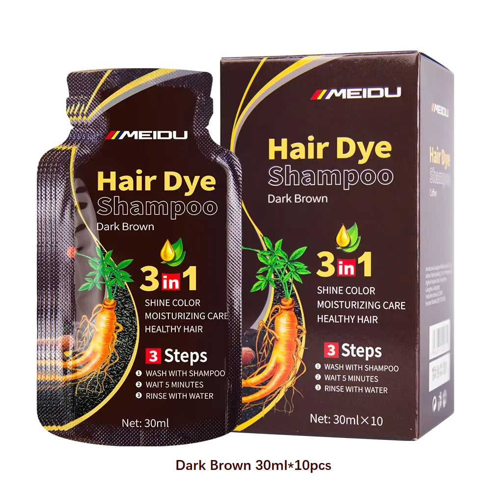 3-in-1 Natural Black Herbal Hair Dye Shampoo