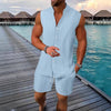 Men’s Solid Vest & Shorts Sleepwear Set