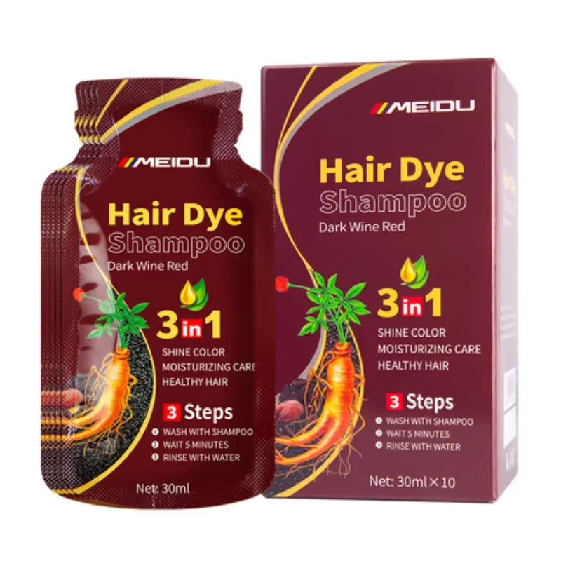 3-in-1 Natural Black Herbal Hair Dye Shampoo