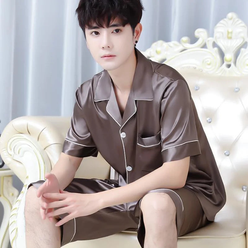 Men’s Summer Ice Silk Pajama Set