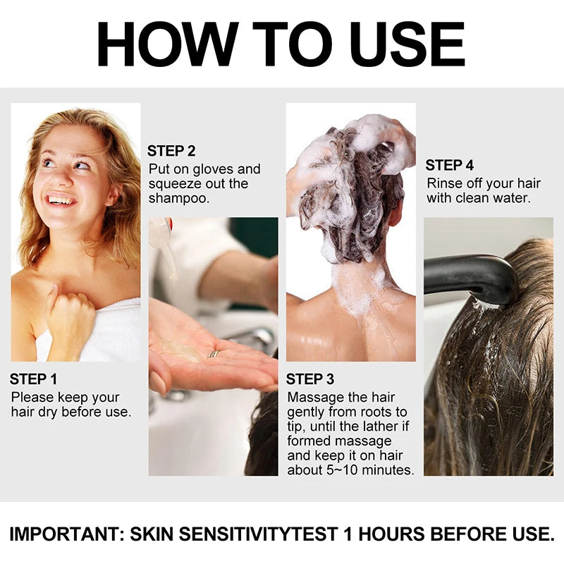 3-in-1 Natural Black Herbal Hair Dye Shampoo