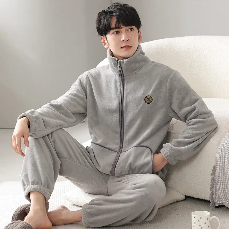 Autumn Winter Heavy Coral Fleece Pajamas