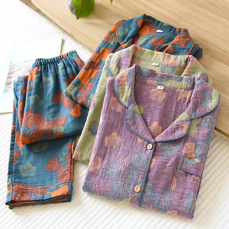 Women’s Japanese Cotton Pajama Set – Spring/Autumn