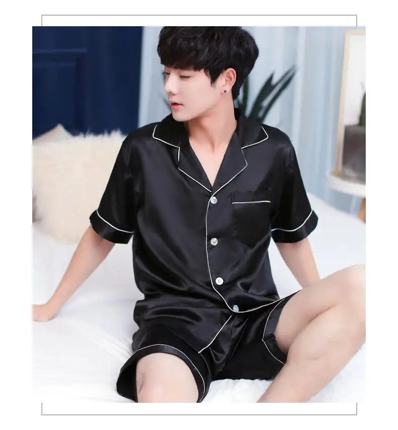 Men’s Summer Ice Silk Pajama Set