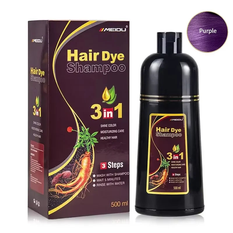 3-in-1 Natural Black Herbal Hair Dye Shampoo