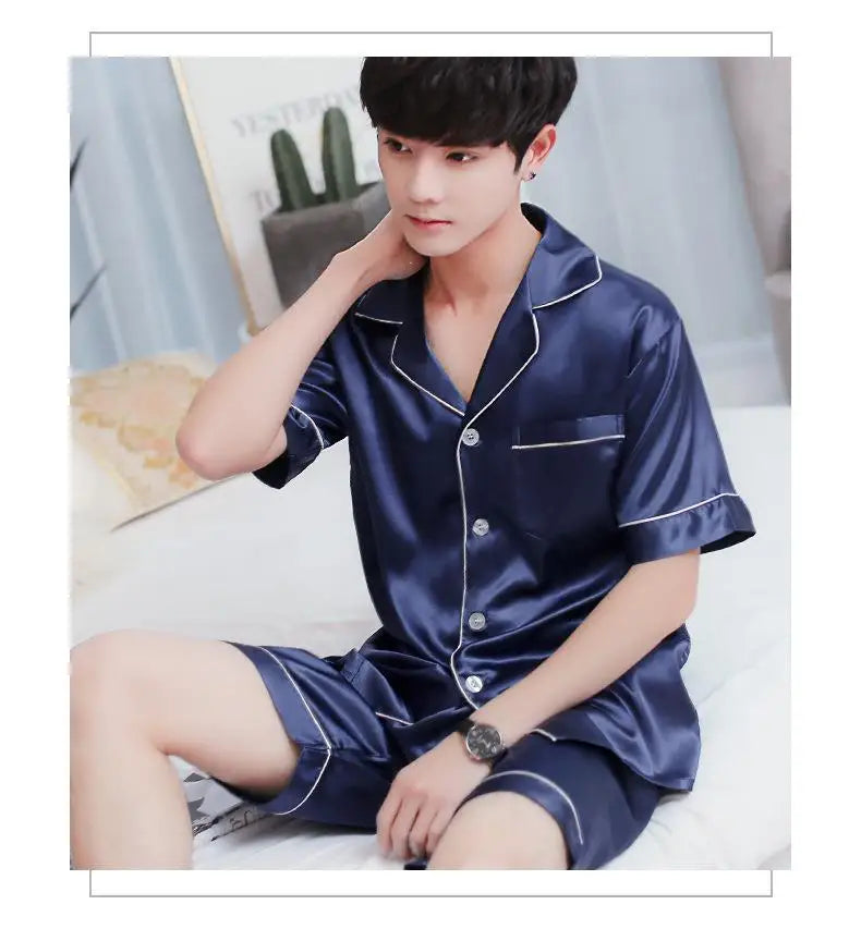 Men’s Summer Ice Silk Pajama Set