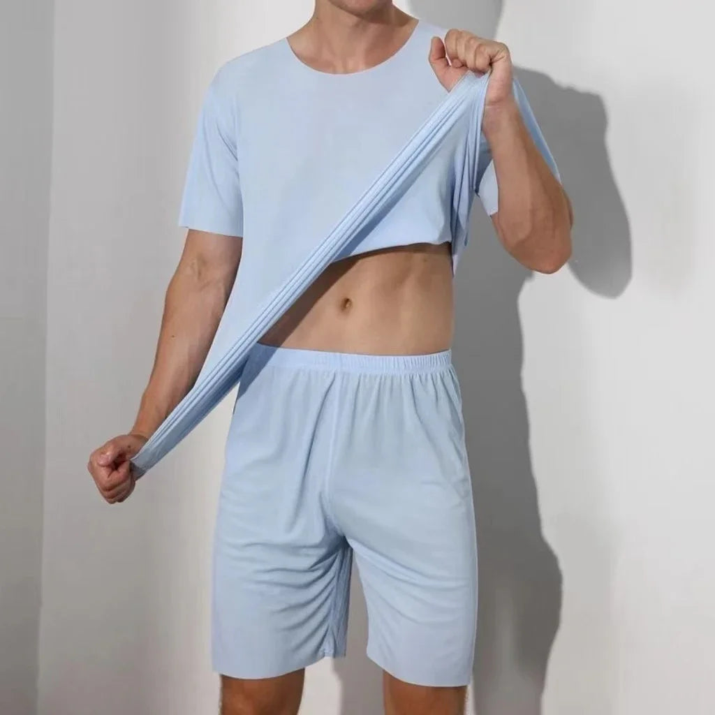 Men’s Two-Piece Ice Silk Summer Pajama Set