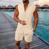 Men’s Solid Vest & Shorts Sleepwear Set