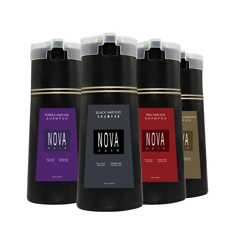 Nova 3-in-1 Natural Black Hair Dye Shampoo