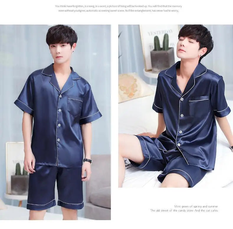 Men’s Summer Ice Silk Pajama Set