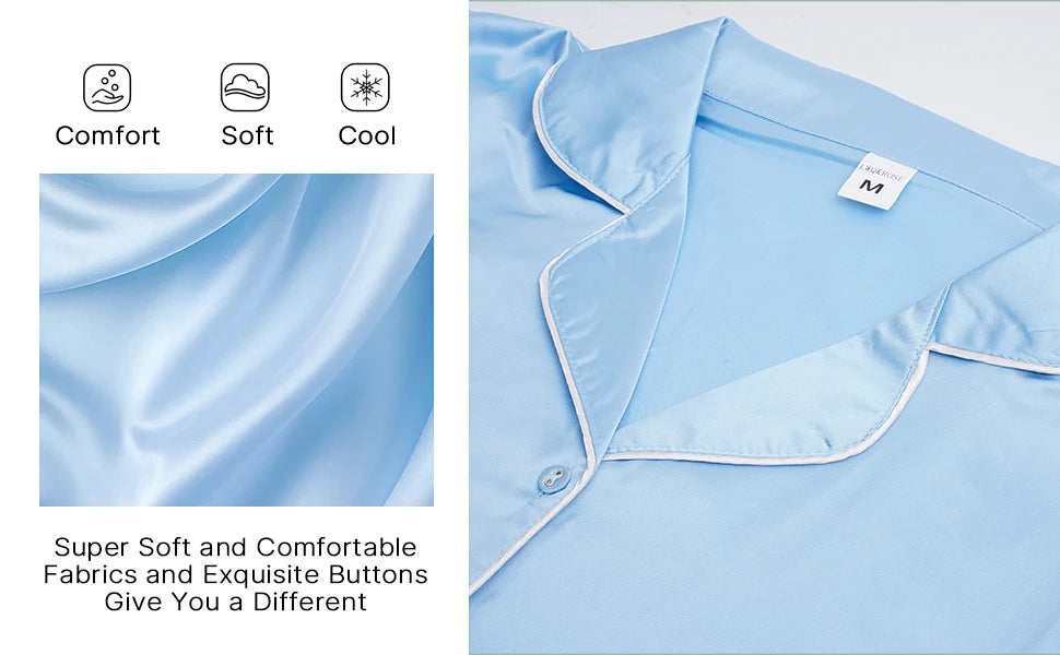 LWQ&ROSE Women’s Ice Silk Summer Pajama Set