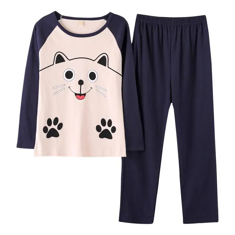 Women’s Autumn Bear & Cat Pajama Set