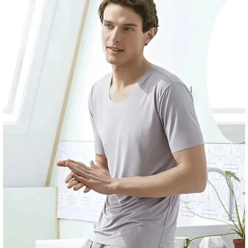 Men’s Two-Piece Ice Silk Summer Pajama Set