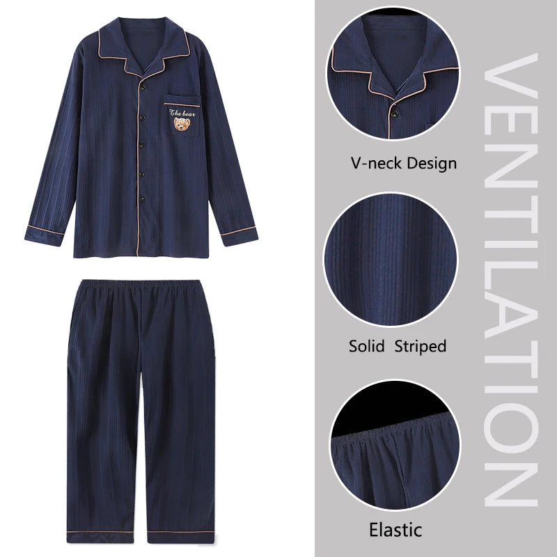 Men’s Cotton Plaid Pajama Set – Autumn/Winter