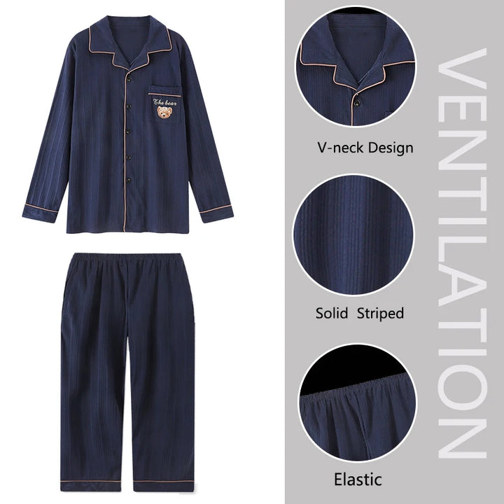 Men’s Cotton Plaid Pajama Set – Autumn/Winter