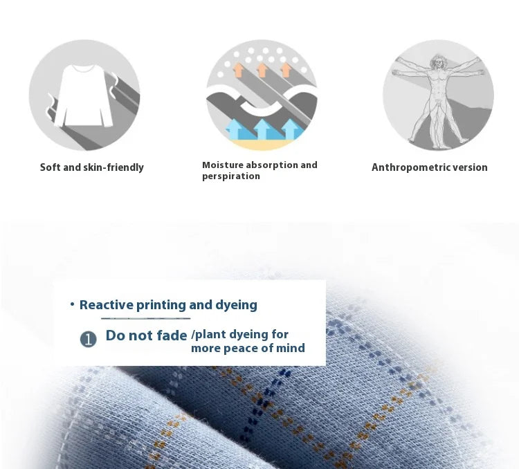 Men’s Cotton Plaid Pajama Set – Autumn/Winter