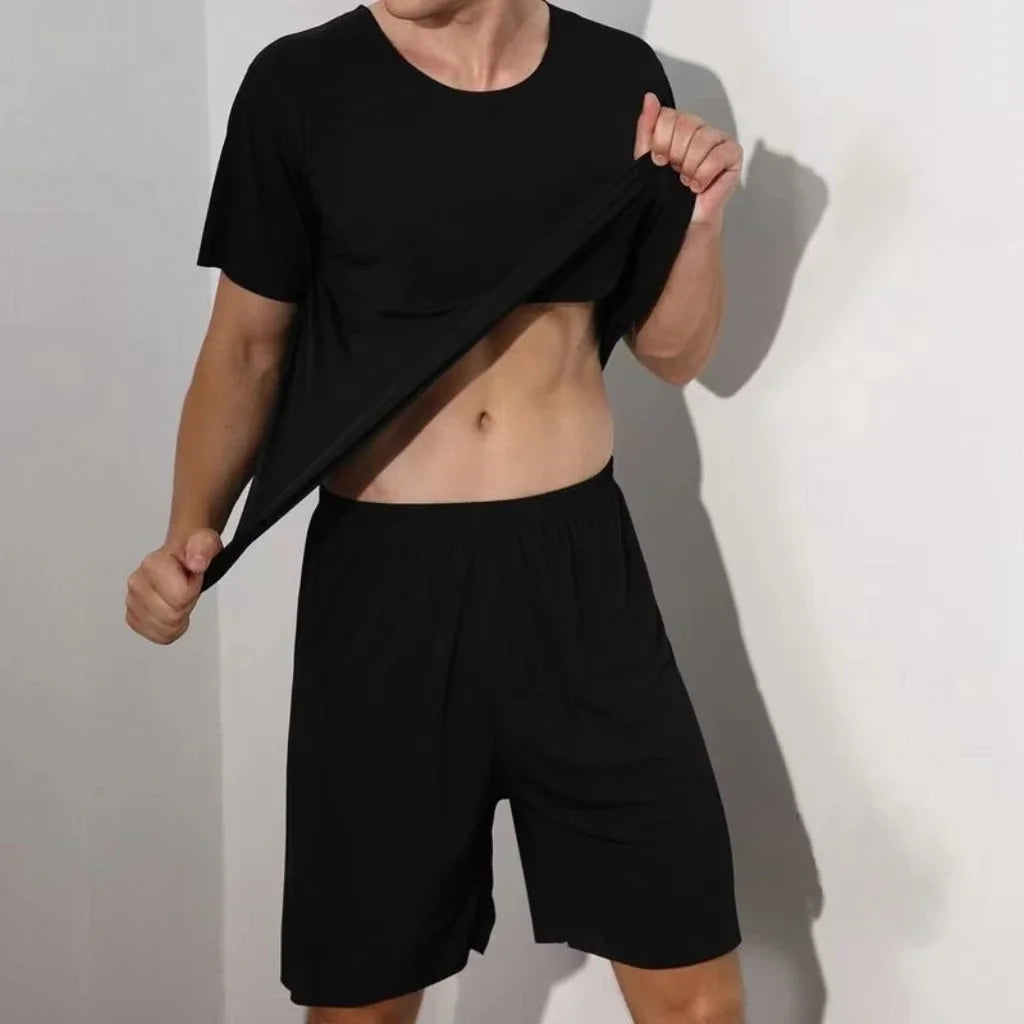 Men’s Two-Piece Ice Silk Summer Pajama Set
