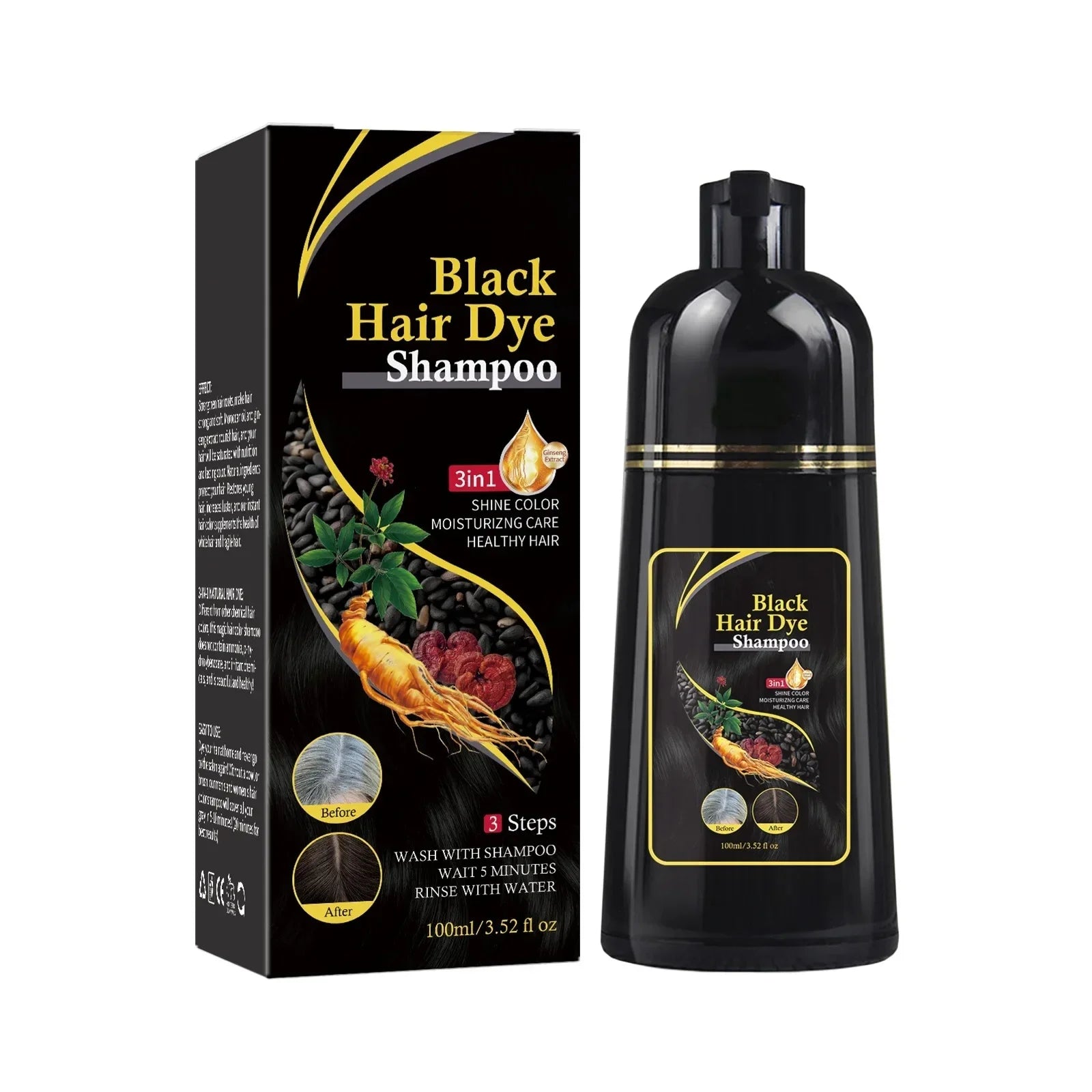 Nova 3-in-1 Natural Black Hair Dye Shampoo